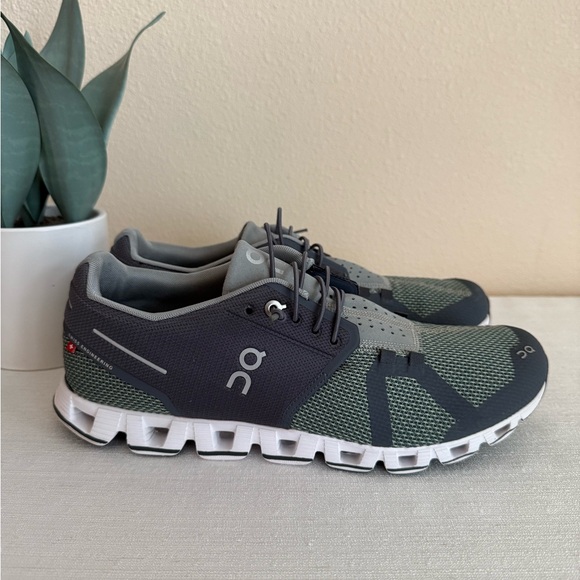 On Running Men's Gray and Green Athletic Sneakers - Picture 1 of 11